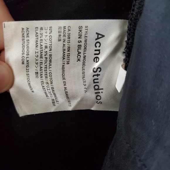 Acne Studios Skin 5 Jean - 27/34 in Black - Picture 5 of 5